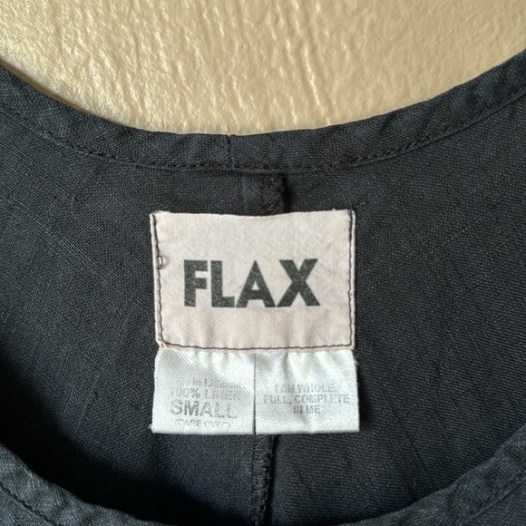 Flax Black Linen Overlapping Side Tunic Size Small - Picture 3 of 4